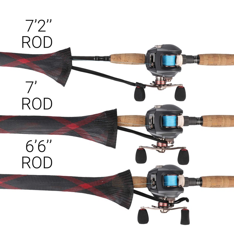 RUNCL Casting Rod Socks, Fishing Rod Sleeves, Fishing Pole Sleeves (Red&Black, 2pcs) & Baitcasting Reel Bags, Fishing Reel Covers (2pcs) - Image 4